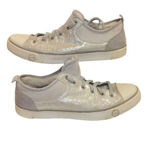 UGG Sherpa Lined Shimmery Silver Sneakers with Cushioned Soles